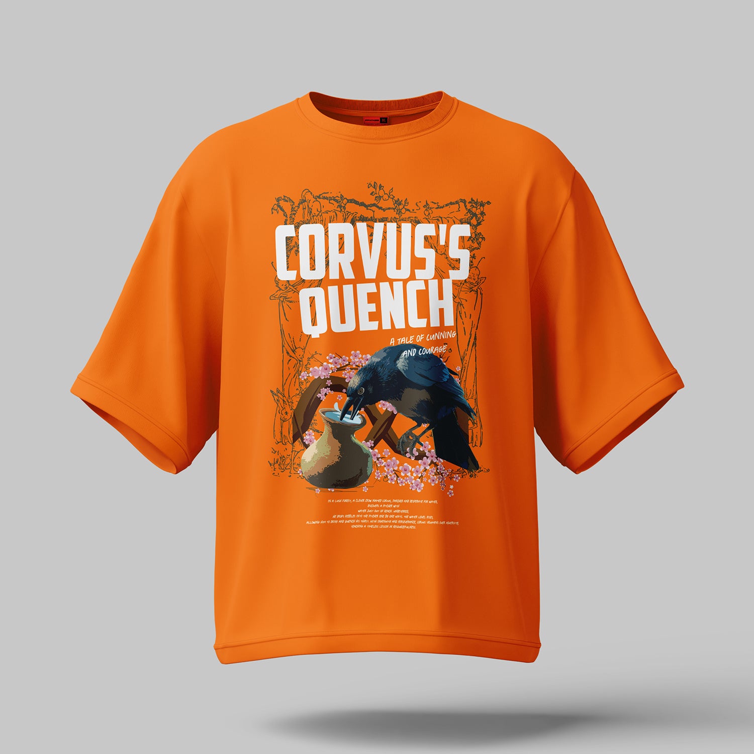 Corvus's Quench Oversized Orange Half Sleeve Summer Wear T-shirt