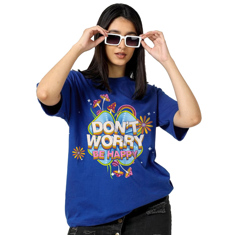 Don't Worry Royalblue oversized Dropshoulder T-shirt for women