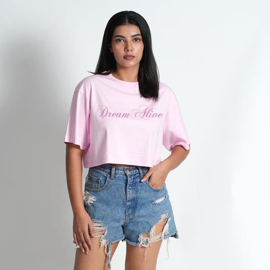 DREAM ALIVE PINK OVERSIZED CROP-TOP