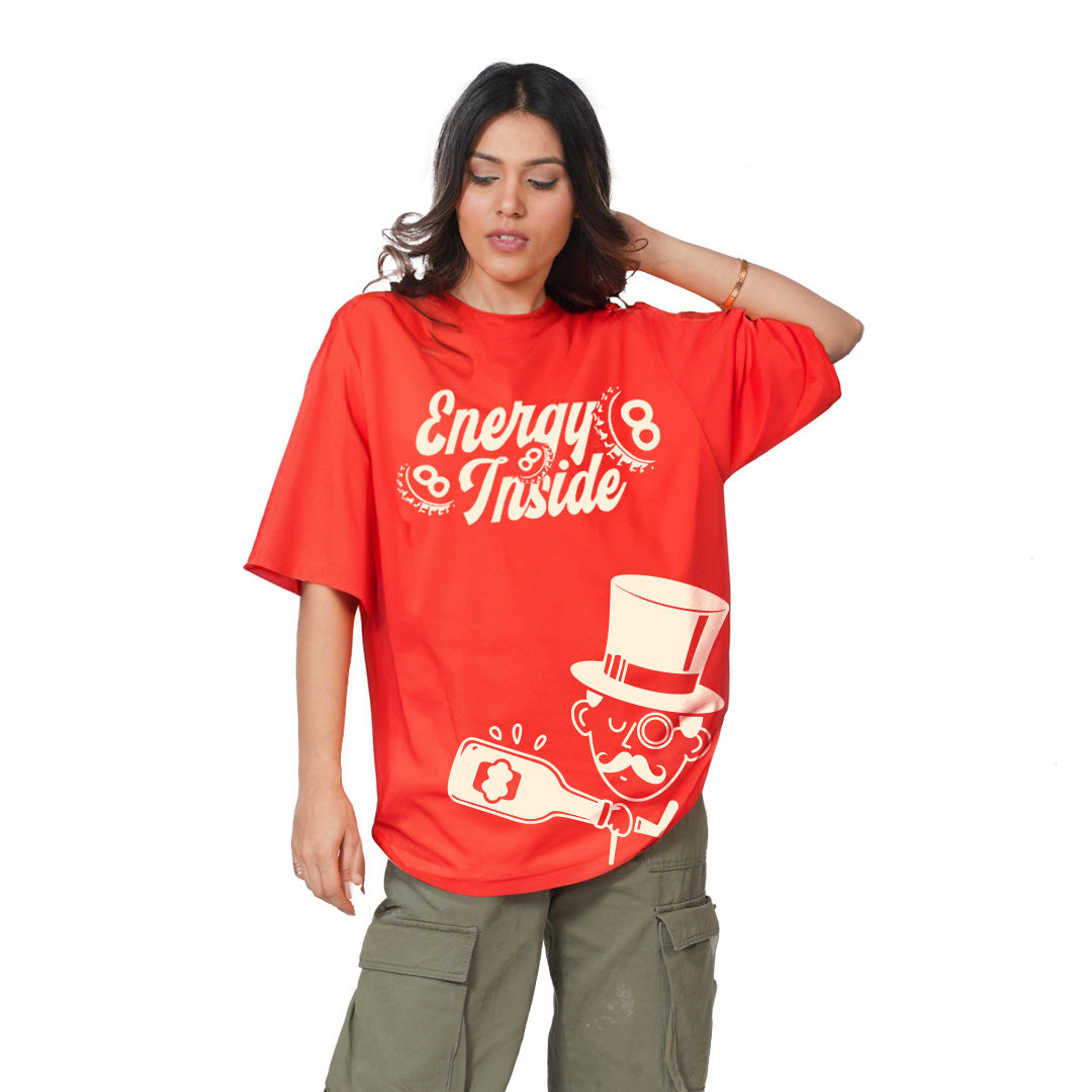 Energy Red Dropshoulder Loose fit t-shirt