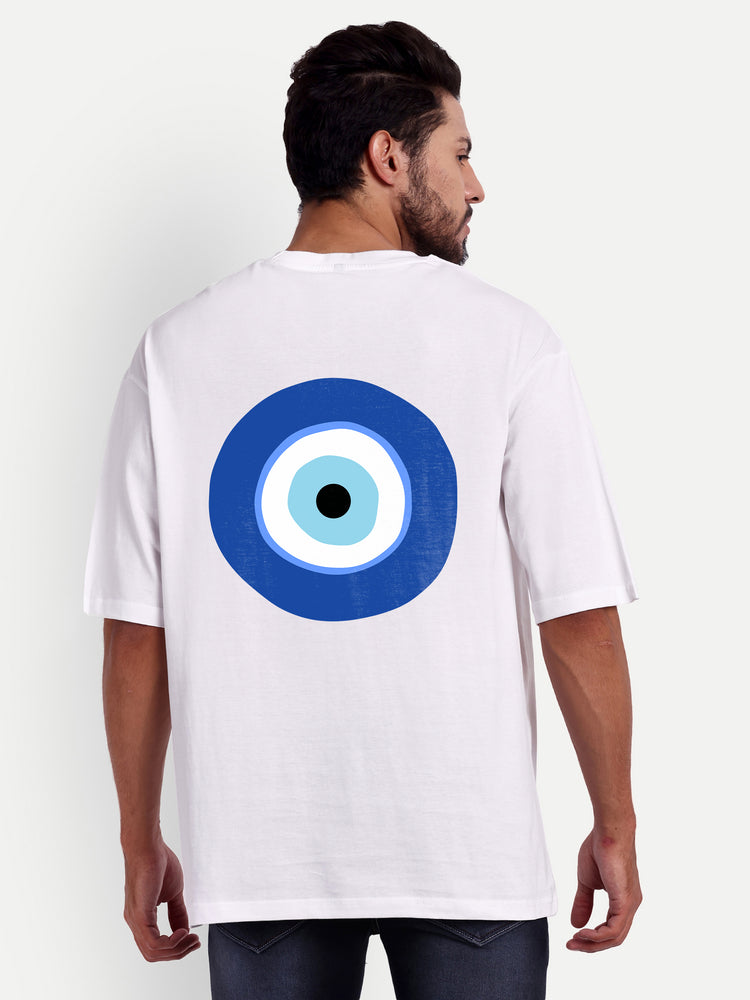 Evil Eye  White Oversized Men Tshirt
