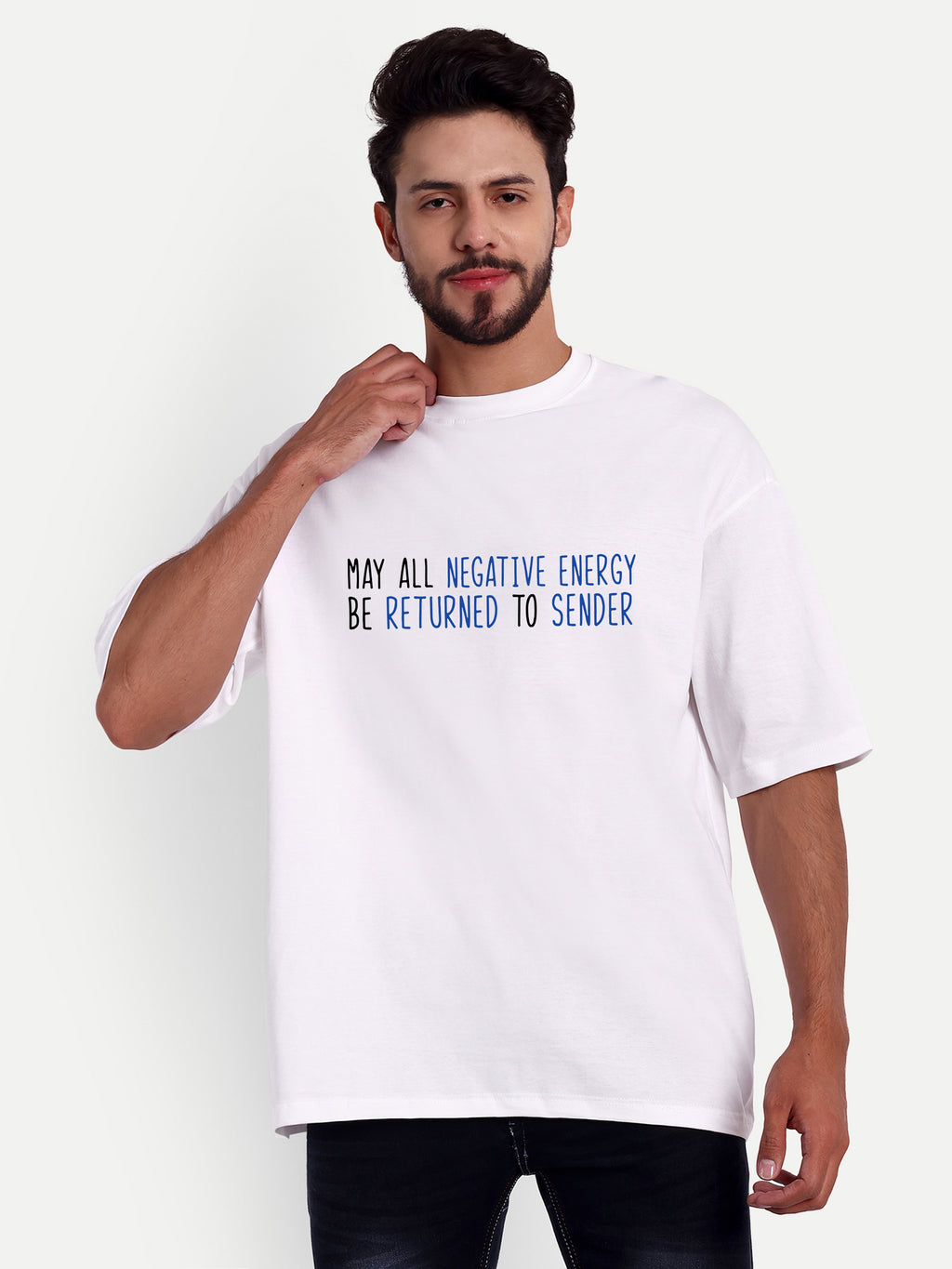 Evil Eye  White Oversized Men Tshirt