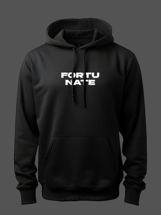 Fortunate Black Printed Hoodie For Men