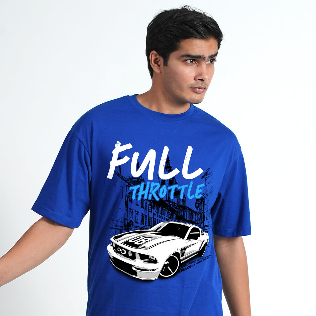 Full Trottle RoyalBlue Oversized Dropshoulder T-shirt for men