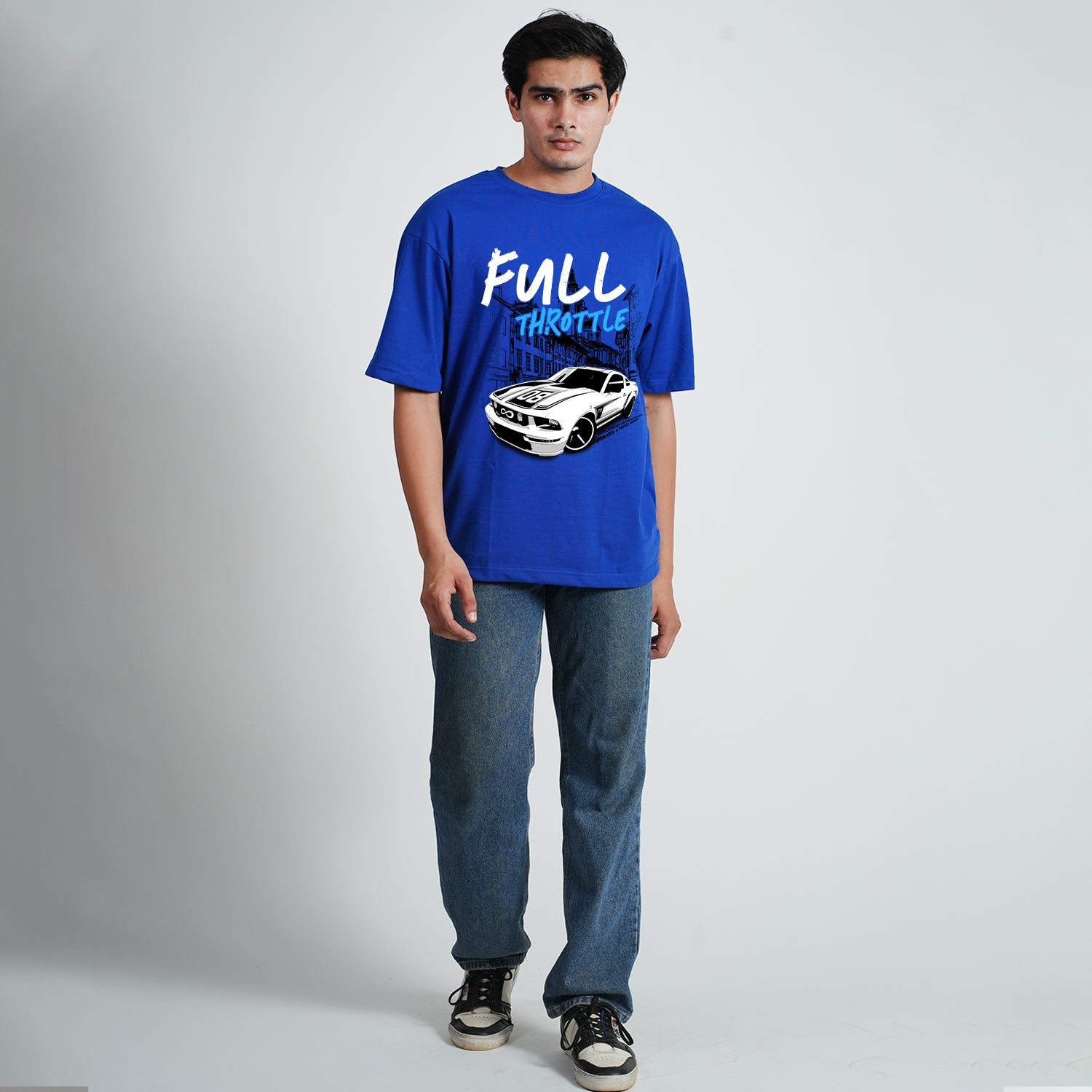 Full Trottle RoyalBlue Oversized Dropshoulder T-shirt for men