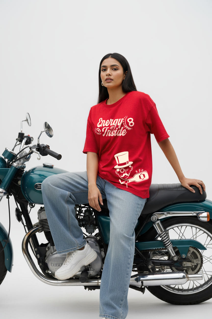 Energy Red Dropshoulder Loose fit t-shirt