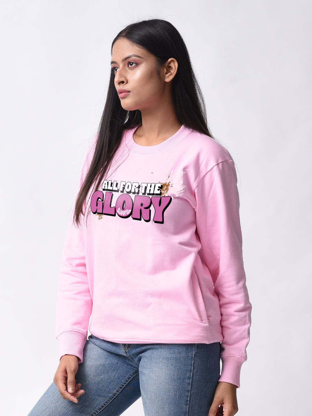 Glory Women Casual Pink Sweatshirt