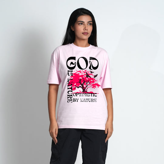 GOD IS NATURE PINK OVERSIZED T-SHIRT