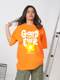Good Life Ever Orange Drop shoulder T-shirt