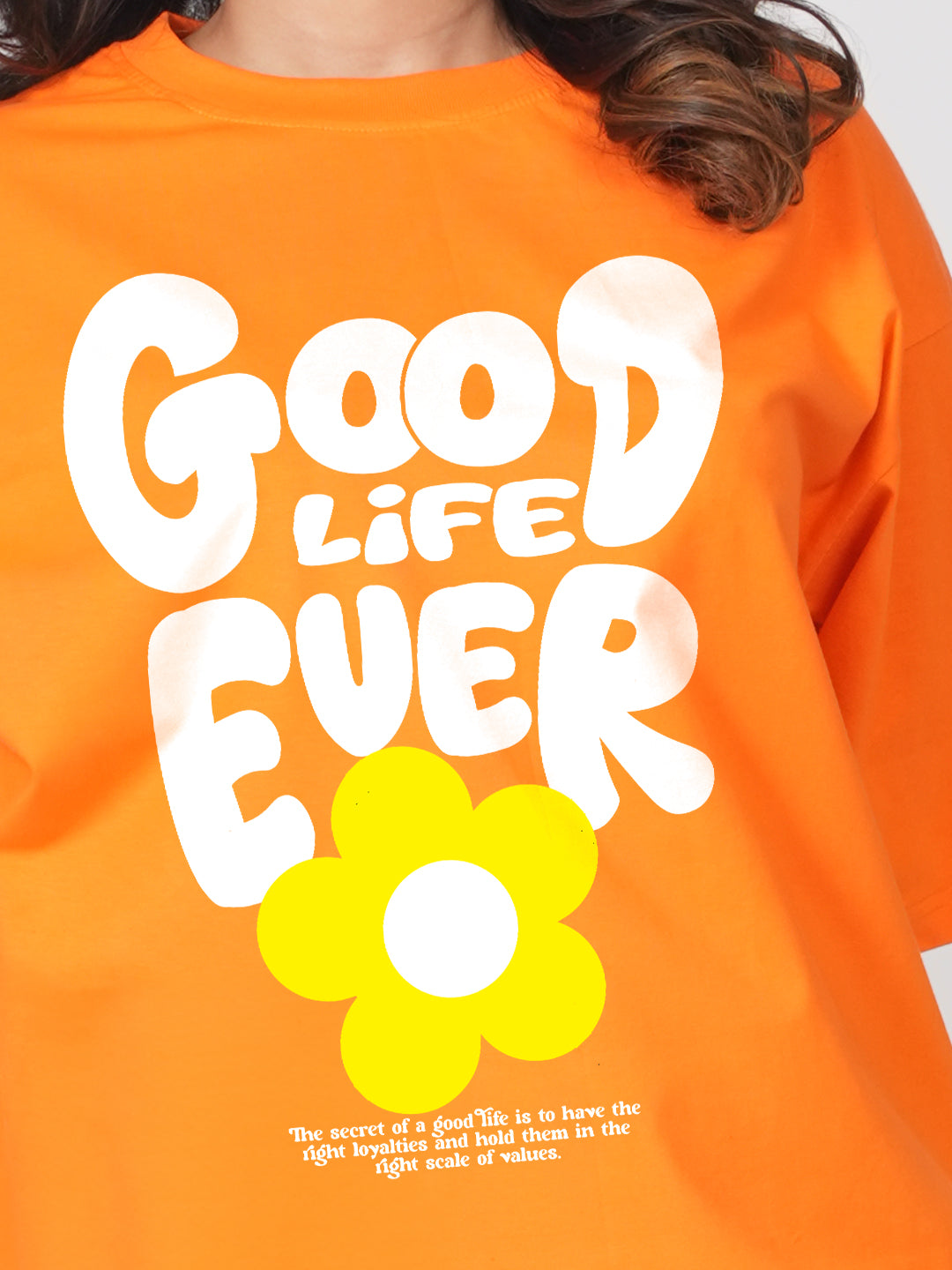 Good Life Ever Orange Drop shoulder T-shirt