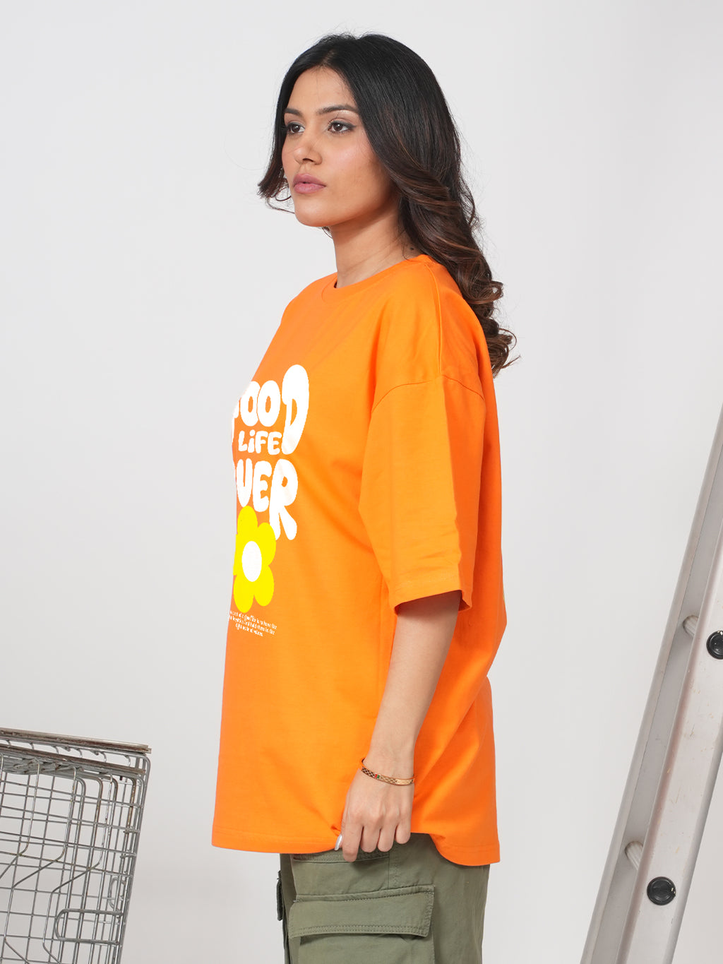 Good Life Ever Orange Drop shoulder T-shirt