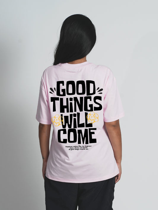 Good things Pastel Pink Dropshoulder T-shirt