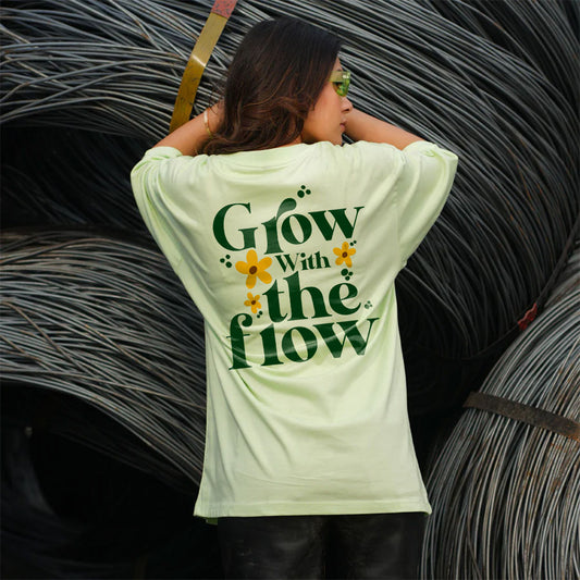 Women grow with the flow mint green oversized t-shirt