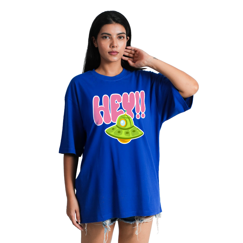 BLOOPERS HEY ROYAL BLUE OVERSIZE T-SHIRT
