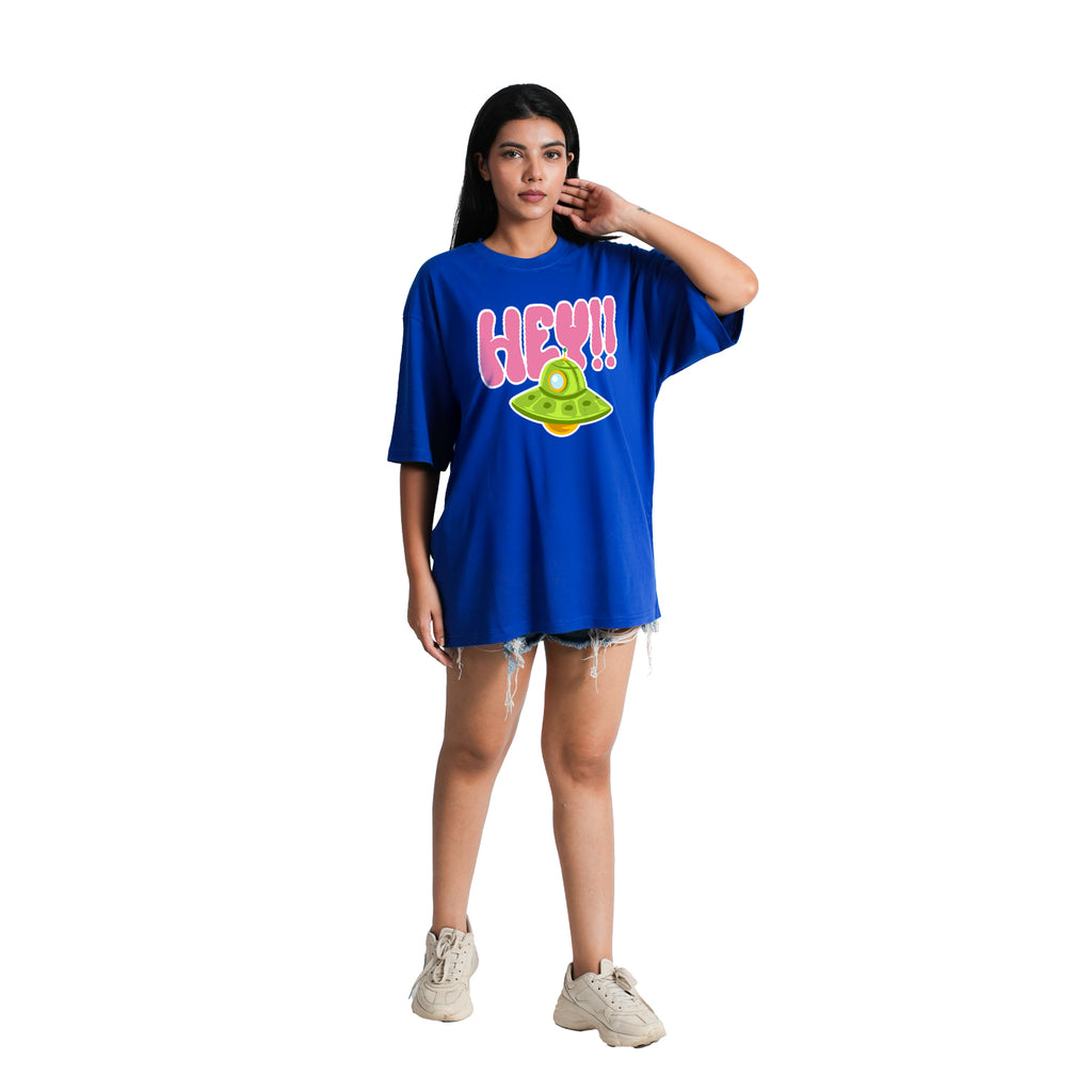 BLOOPERS HEY ROYAL BLUE OVERSIZE T-SHIRT