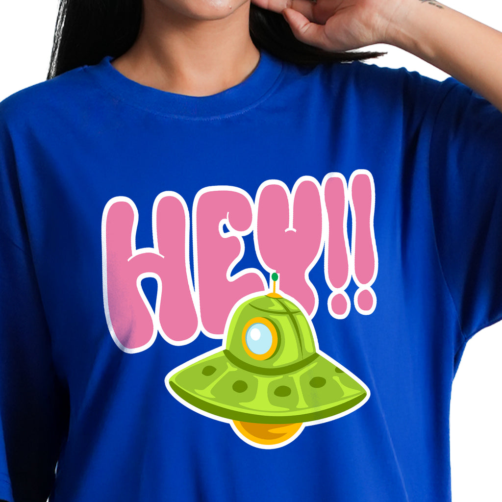 BLOOPERS HEY ROYAL BLUE OVERSIZE T-SHIRT