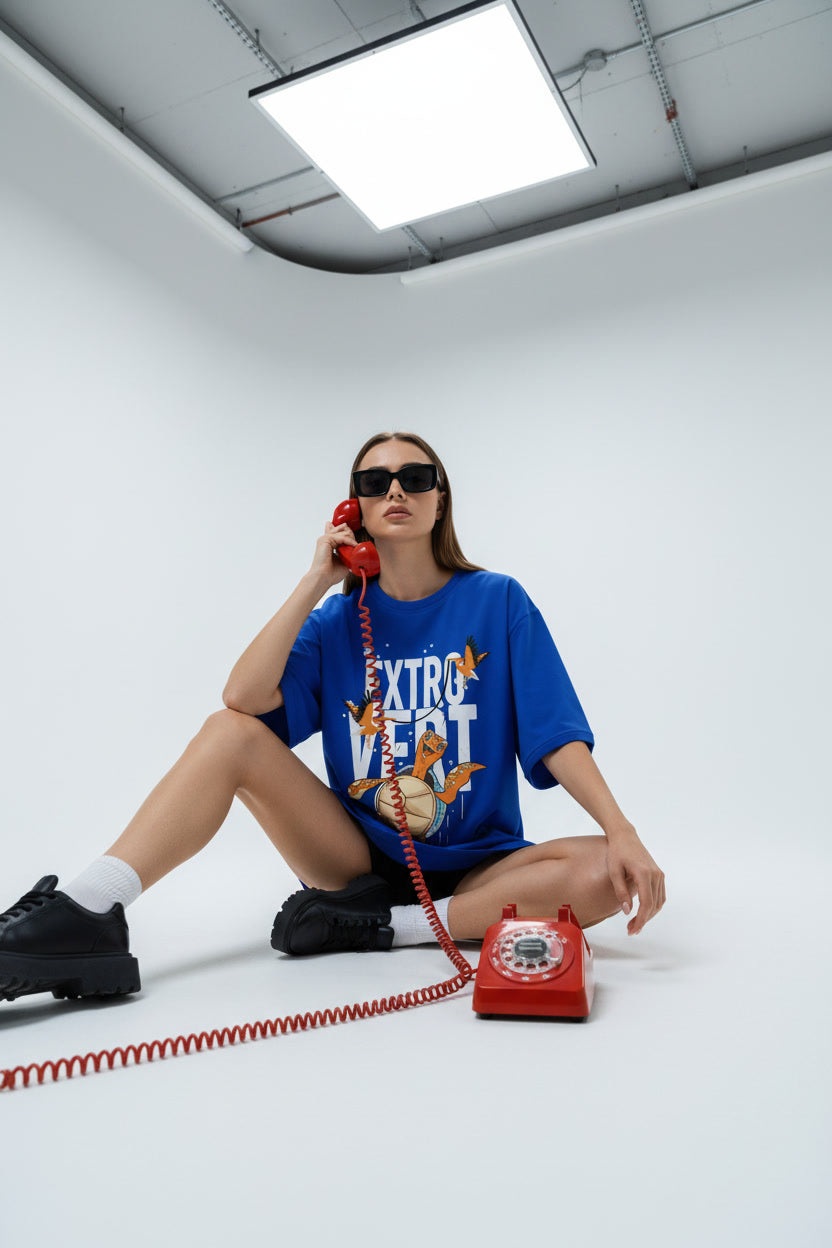 Extrovert Royal blue Oversized T-shirt