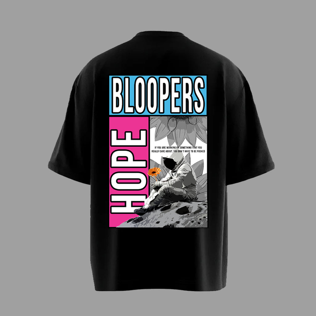 Men's Hope Printed Black Oversized Dropshoulder T-shirt