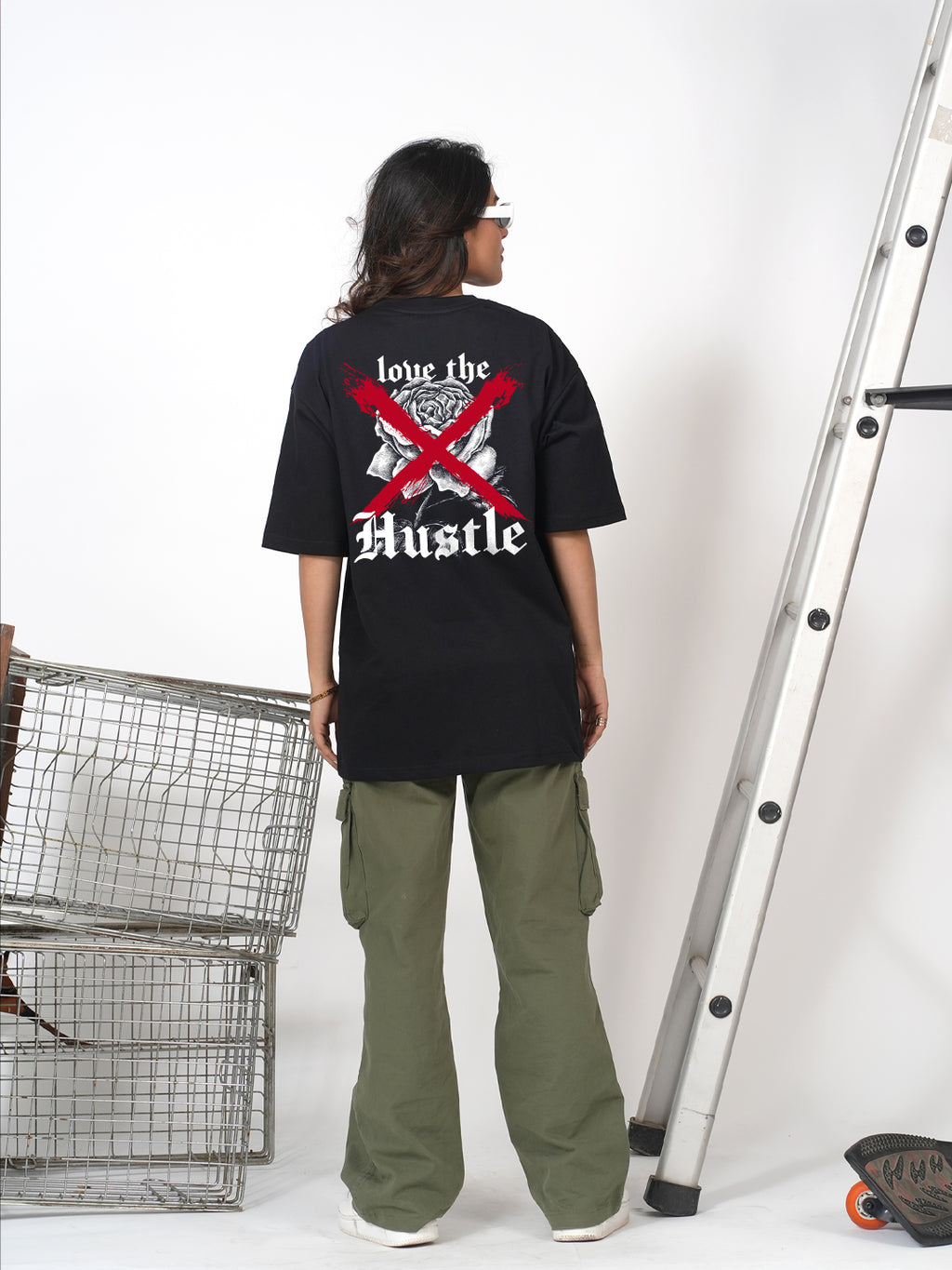Hustle Black Loose fit  T-shirt
