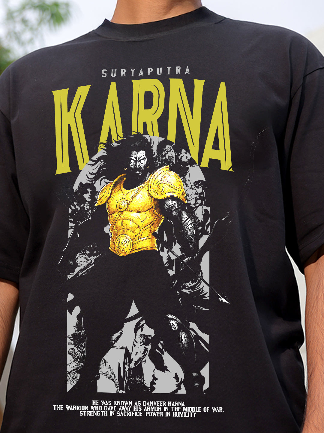 Karna Black Oversized Casual Loose Fit Round neck T-shirt for men