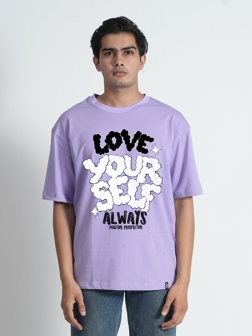 Love Your Self Graphic Printed Lavender Oversized Trendy T-shirt For Men