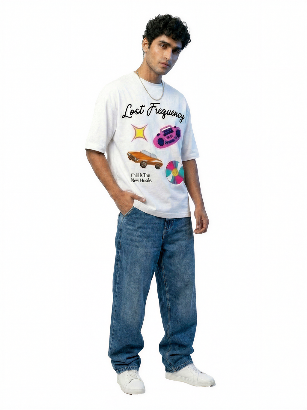 Lost Frequency White Oversized T- shirt