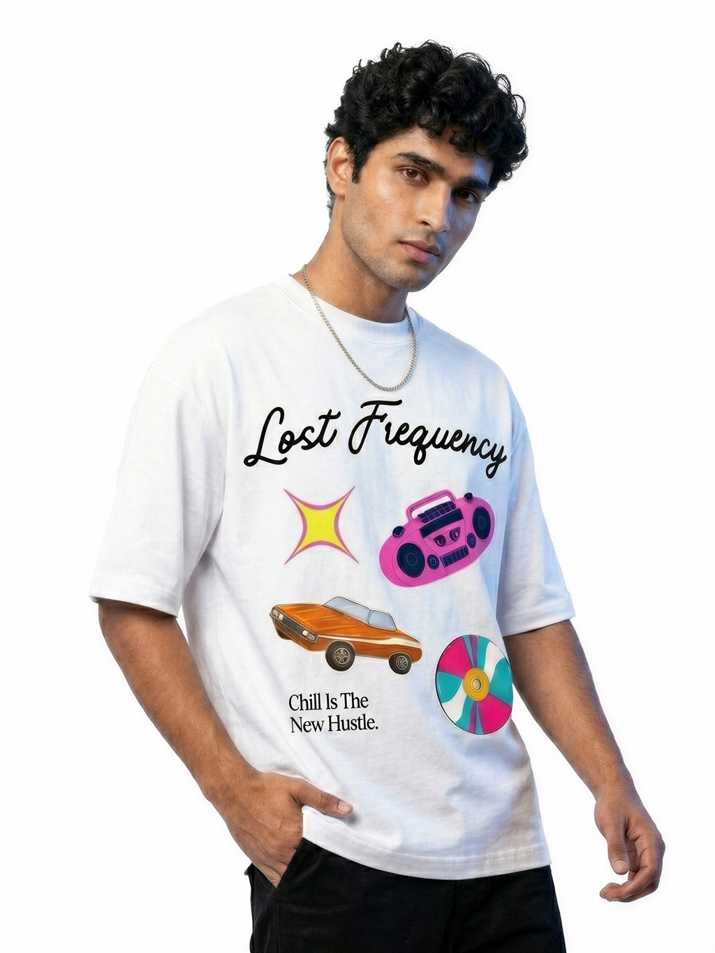Lost Frequency White Oversized T- shirt