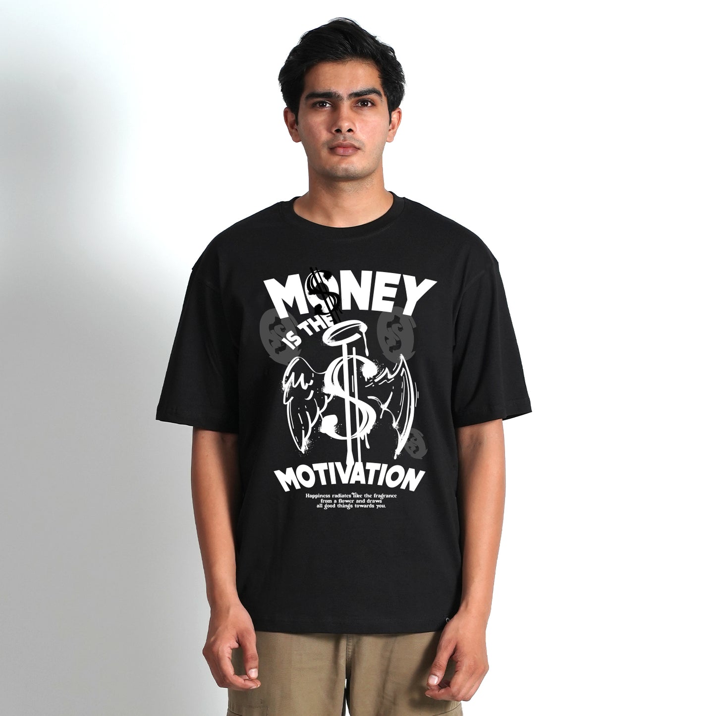 MONEY IS MOTIVATION BLACK OVERSIZED T-SHIRT
