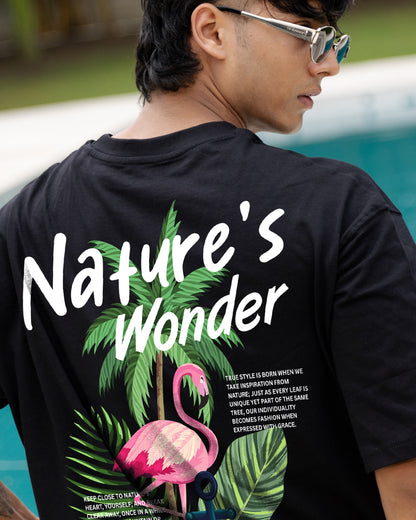 Nature's Black Oversized T- shirt