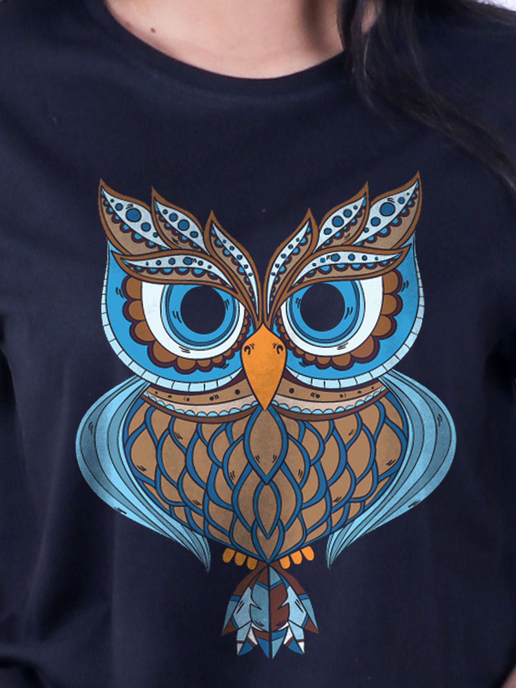 OWL BLACK ROUND NECK T-SHIRT