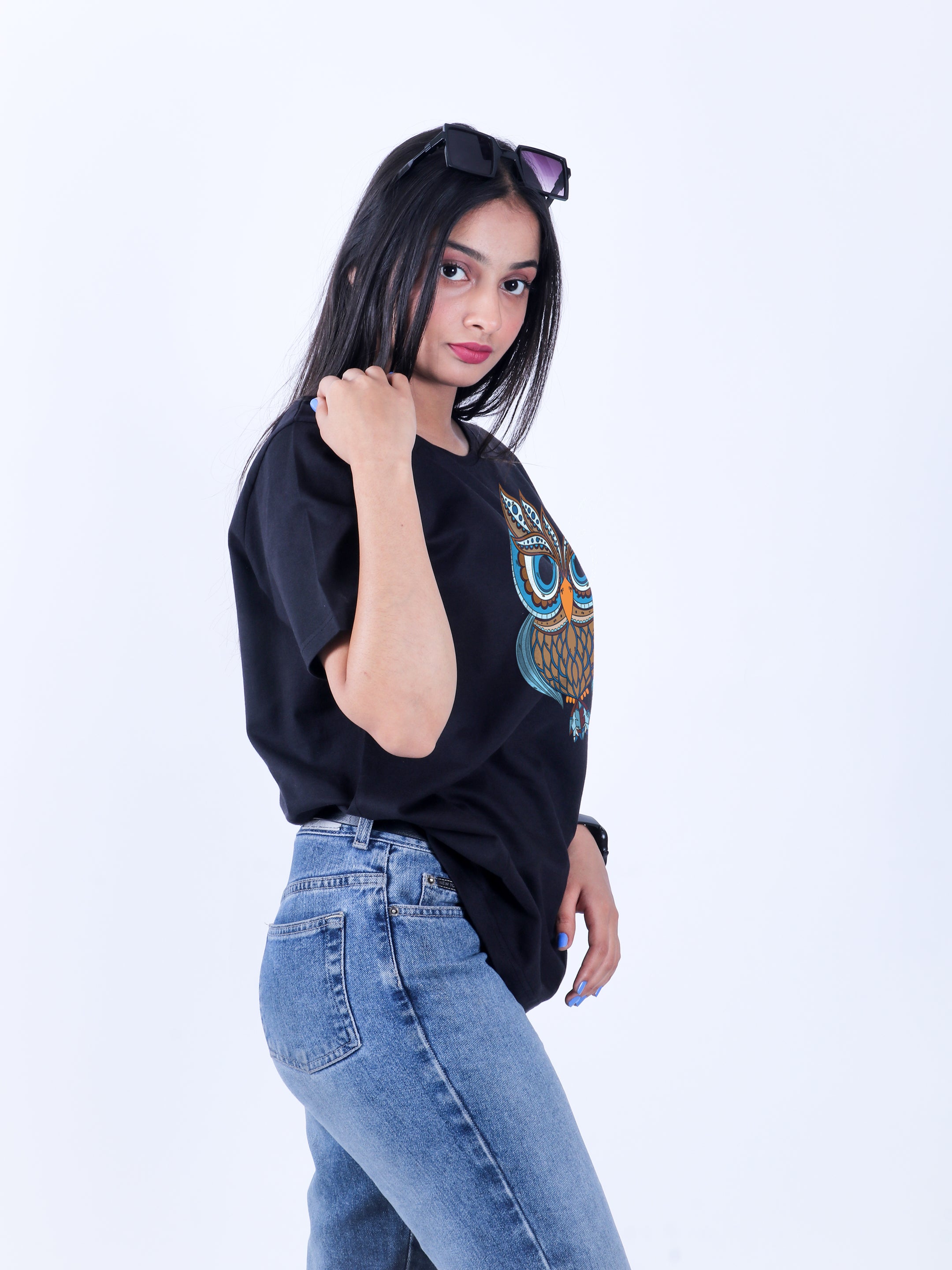 OWL BLACK ROUND NECK T-SHIRT