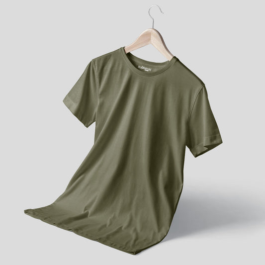 Basic Olive Green Regular Fit Roundneck T-shirt