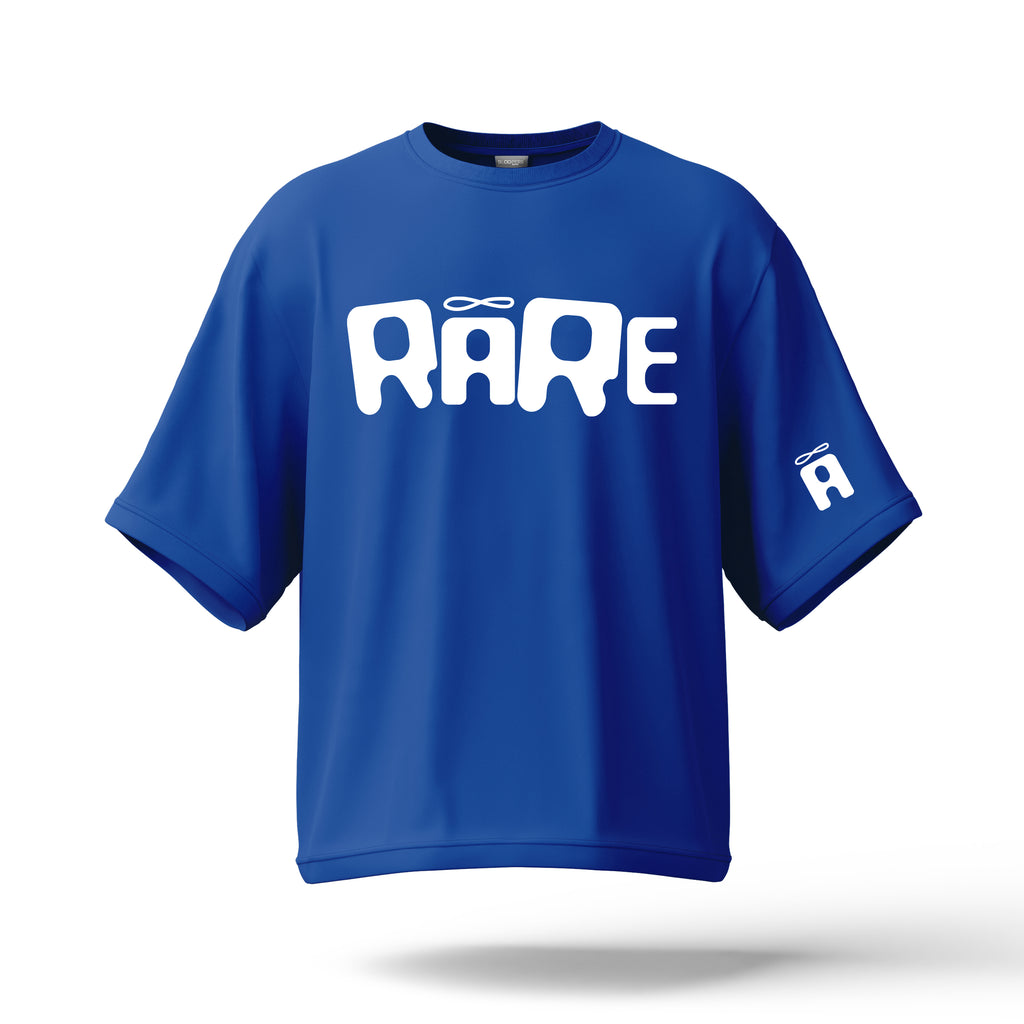 Blue t-shirt with white text 