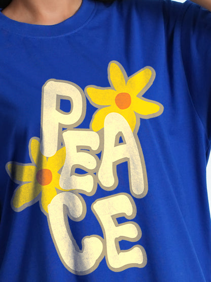 Peace Royal Blue Oversized T-shirt