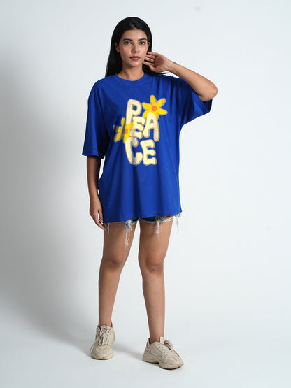 Peace Royal Blue Oversized T-shirt