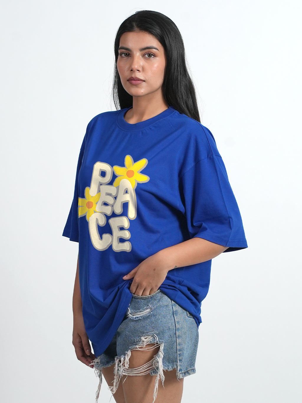 Peace Royal Blue Oversized T-shirt