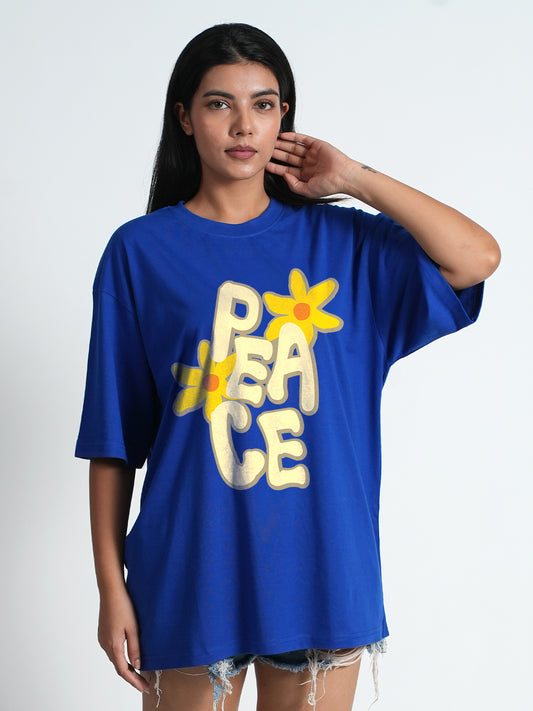 Peace Royal Blue Oversized T-shirt