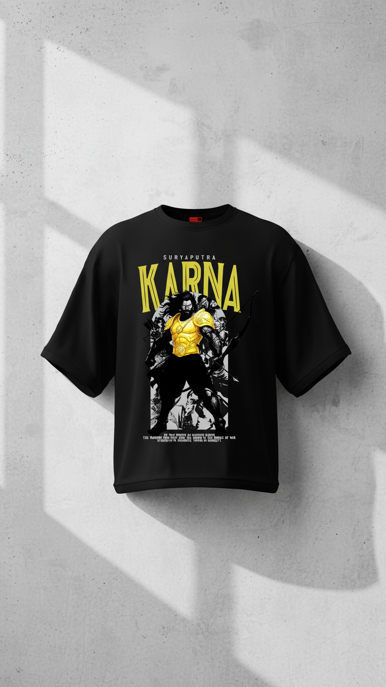 Karna Black Oversized Casual Loose Fit Round neck T-shirt