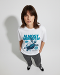 Almost Immortal White Oversized Dropshoulder Womens T-shirt
