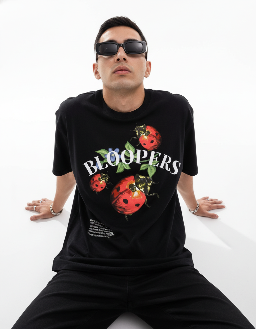 Bloopers Bug Black Oversized T- shirt