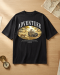 Adventure Black Oversized Drop shoulder T-shirt for Men