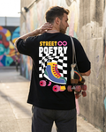 Street Poetry Black Oversized Drop shoulder T-shirt for Men