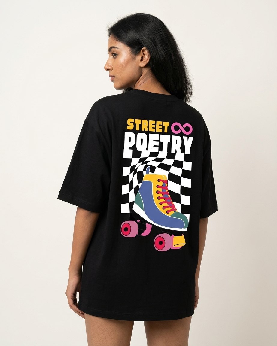 STREET POETRY drop shoulder half sleeve t-shirt