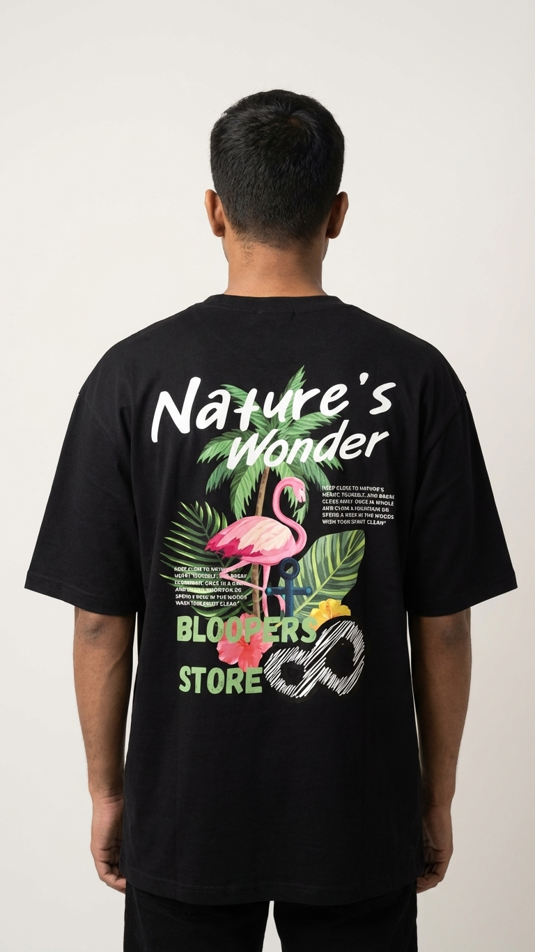 Nature's Black Oversized T- shirt