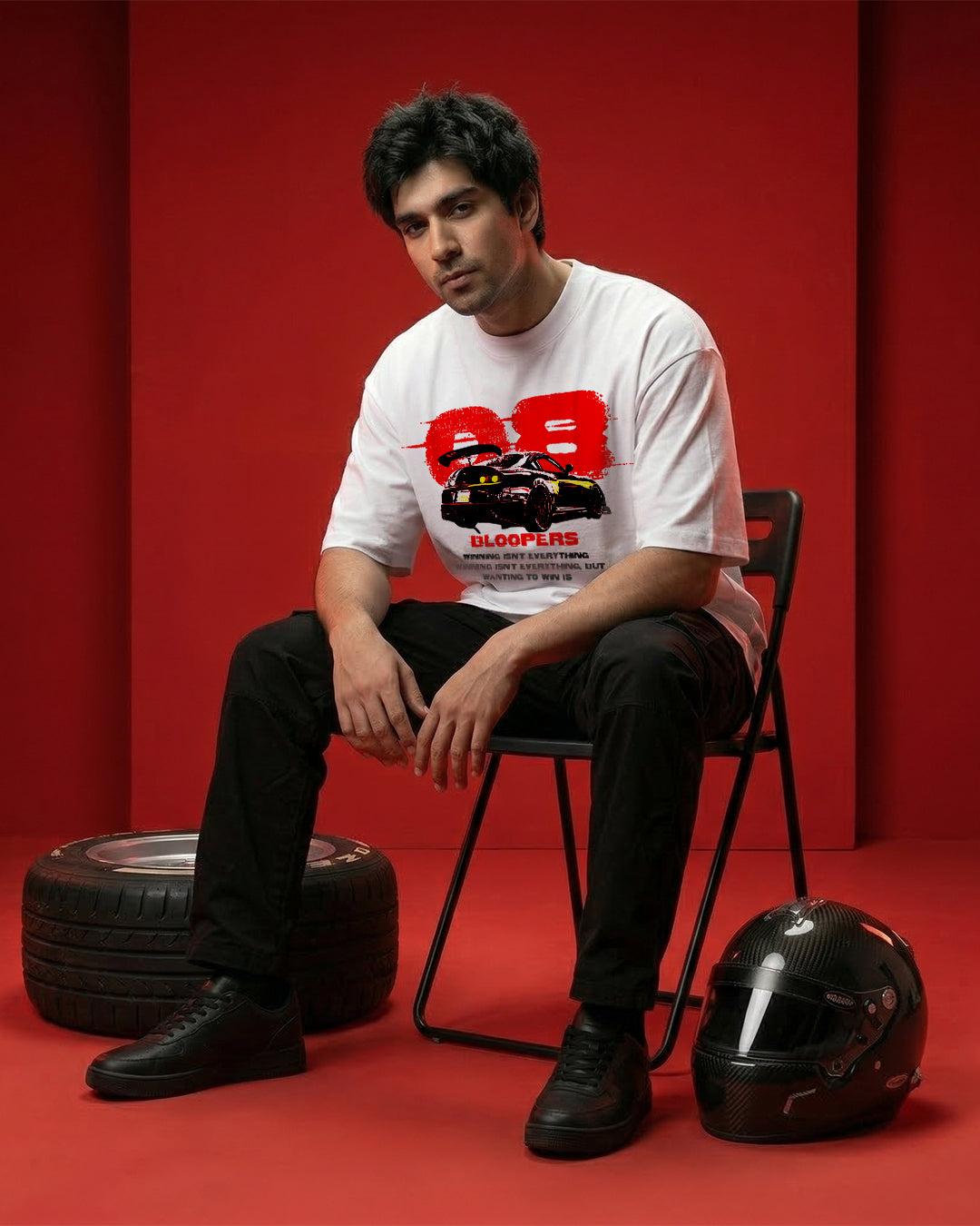 Bloopers waiting isn't White Printed Oversized T- shirt