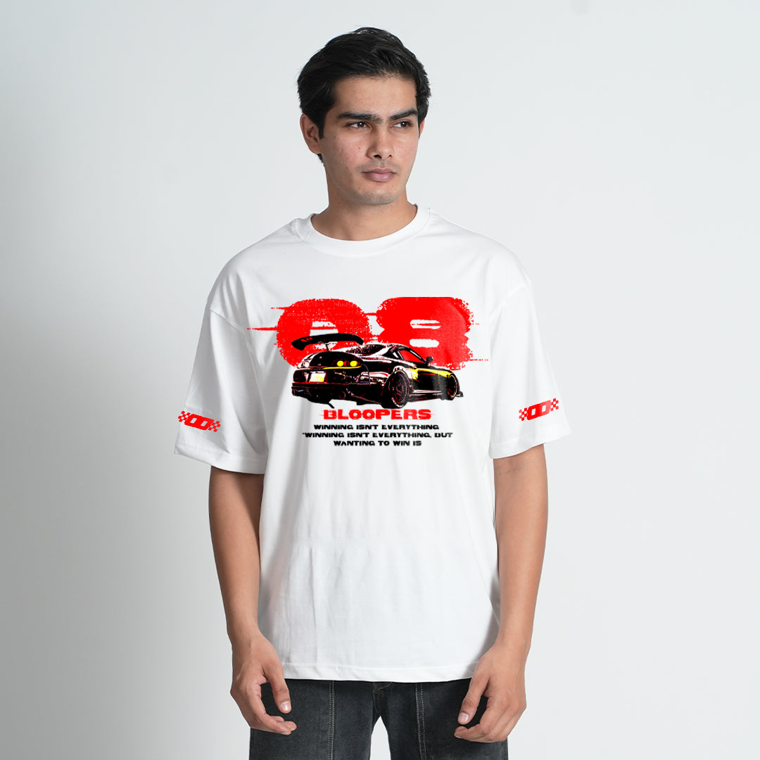 Bloopers waiting isn't White Printed Oversized T- shirt