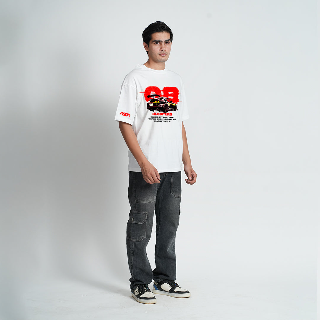 Bloopers waiting isn't White Printed Oversized T- shirt