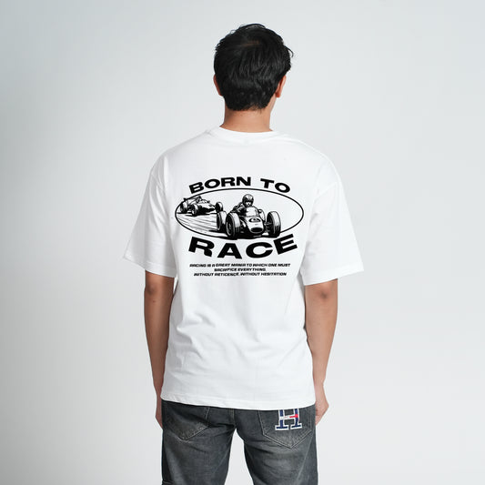 Born to Race White Oversized T- shirt