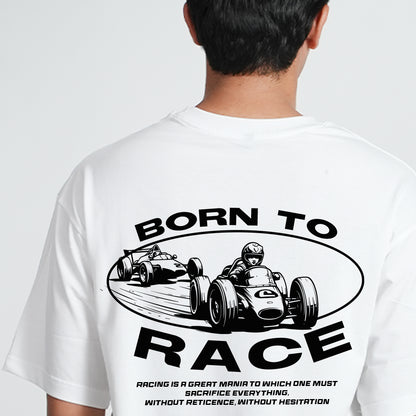 Born to Race White Oversized T- shirt
