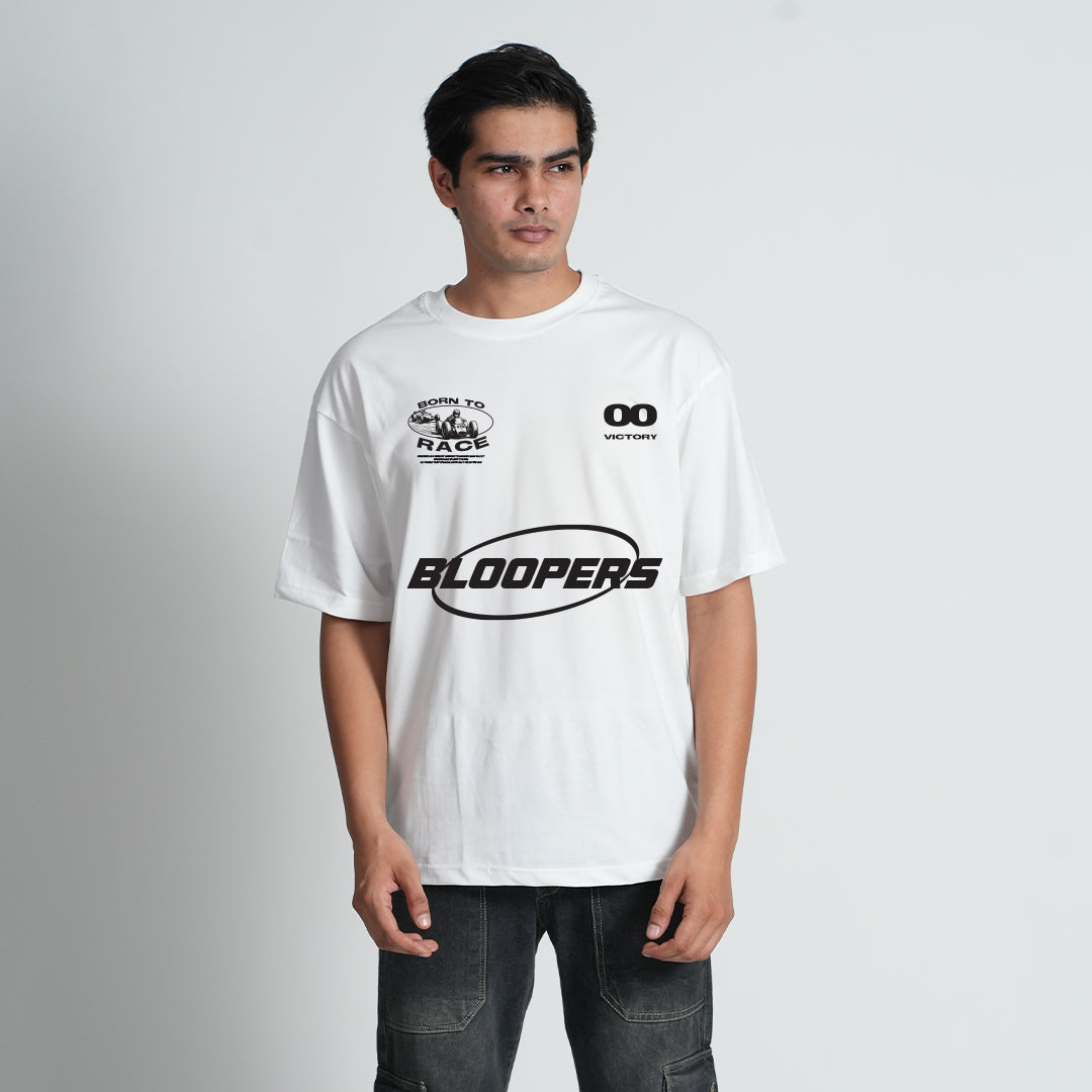 Born to Race White Oversized T- shirt